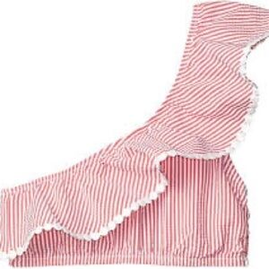 JCrew One-shoulder bikini top in seersucker
